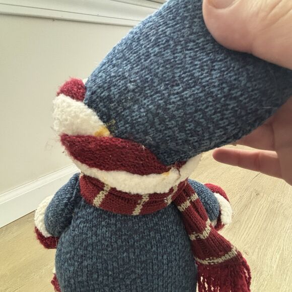 Weighted Standing Snowman Decor Knit Sweater Scarf Holiday Figure Cute - Picture 9 of 11